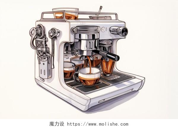 咖啡机平面AI插画